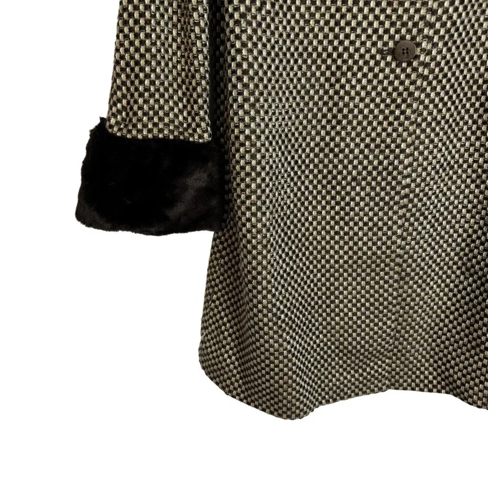 Grace Dane Lewis Vienna Wool Blend Faux Fur Trim Coat Size 6 Vanilla Latte Multi - Picture 3 of 11